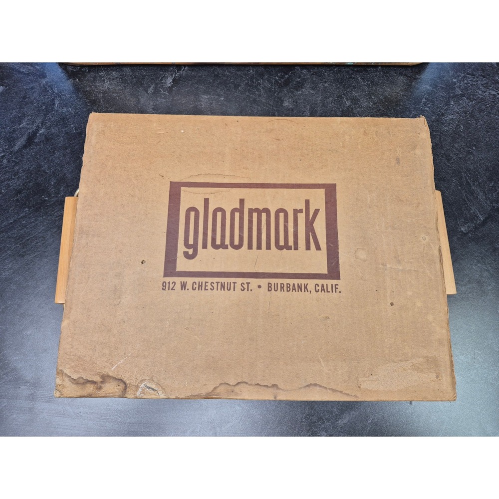 Gladmark NOS Vintage MCM Wood Carving Tray Meat Platter Corks Original Box Gift